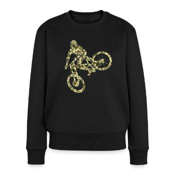 Mountainbike Camouflage Dirtbike Mountain Bike - Frauen Premium Bio Pullover - Schwarz - Vorne - Julia (174cm)