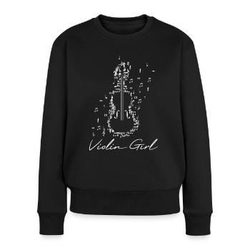 Musique Violon « Violon Fille » - Pull Premium bio Femme - noir - Devant - Julia (174cm)