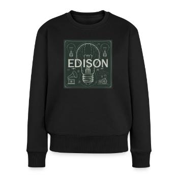 Patrimoine de l’humanité - Thomas Edison - Pull Premium bio Femme - noir - Devant - Julia (174cm)
