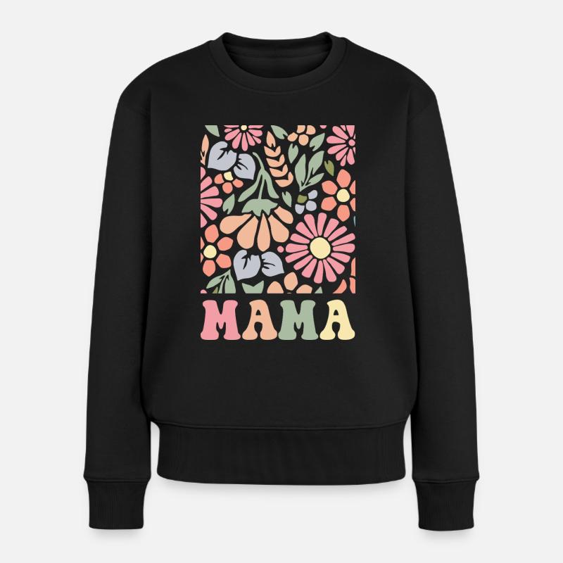 Mama Boho Flora - Frauen Premium Bio Pullover - Schwarz