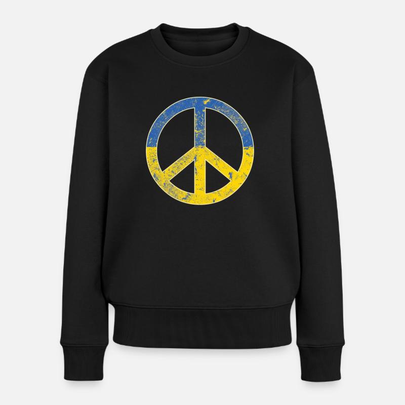 Ukraine Flagge Friedenssymbol - Flagge der Ukraine - Frauen Premium Bio Pullover - Schwarz