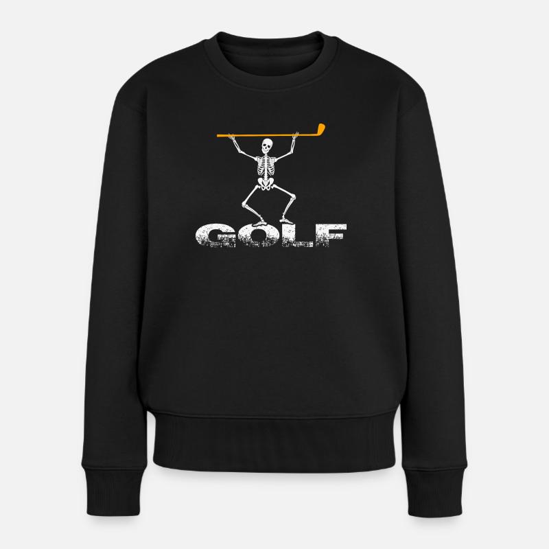 Golf Halloween-Golf-Party Golfer mit Golfschläger - Frauen Premium Bio Pullover - Schwarz