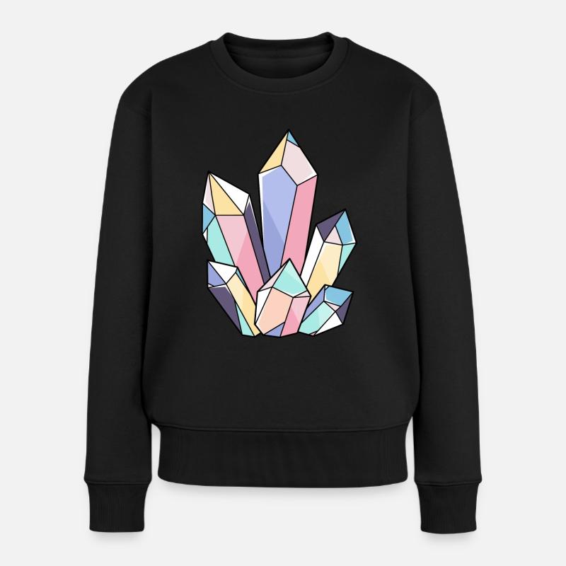 Bunter Kristall Kristall Edelstein Spirituell - Frauen Premium Bio Pullover - Schwarz