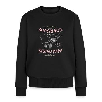 Papa - Superheld - Bester Papa der Welt - Frauen Premium Bio Pullover - Schwarz - Vorne - Julia (174cm)