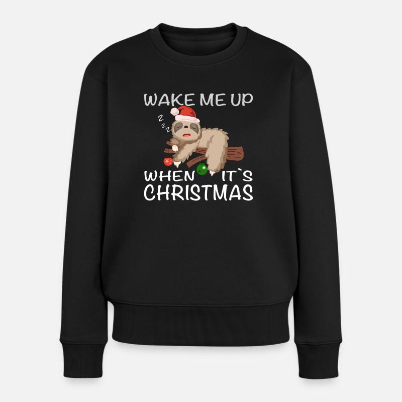 Sloth, Christmas, sleeping sloth - Women's Premium Organic Jumper - black