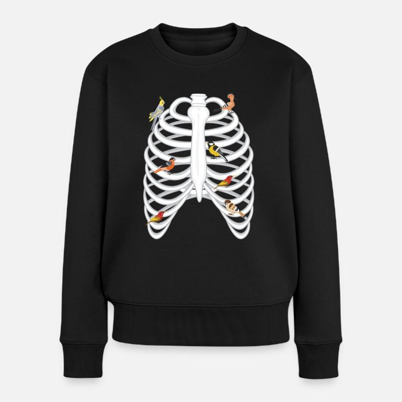 Cage thoracique Au Petit Oiseaux Libre - Pull Premium bio Femme - noir