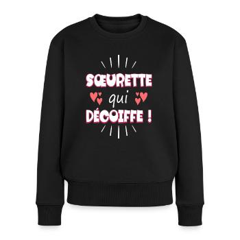 Femme Soeurette Qui Décoiffe Meilleure Soeur - Pull Premium bio Femme - noir - Devant - Julia (174cm)