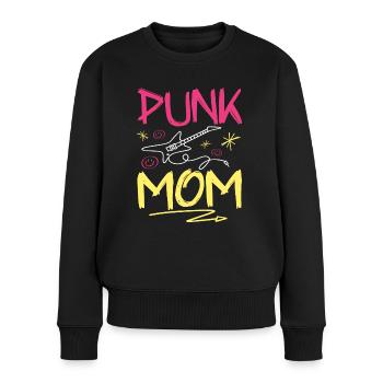 Mom Punk Rock - Frauen Premium Bio Pullover - Schwarz - Vorne - Julia (174cm)