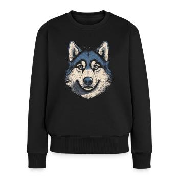Husky Chien de traîneau Husky Head - Pull Premium bio Femme - noir - Devant - Julia (174cm)