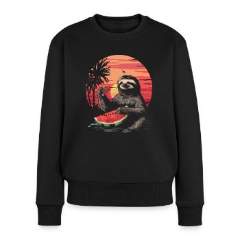 Sloth Animal Sloth Wilderness Beach Palm Trees - Women's Premium Organic Jumper - black - Front - Julia (174cm)