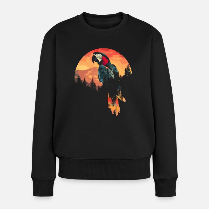 Papagei Vogel Ara Wildnis - Frauen Premium Bio Pullover - Schwarz