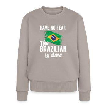 Brésil Brésil Drapeau brésilien - Pull Premium bio Femme - taupe - Devant - Julia (174cm)