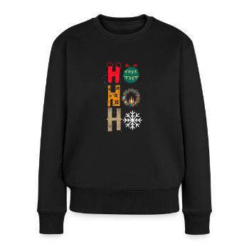 Ho Ho Ho Weihnachtskugeln Kranz Schneeflocken Funny X - Frauen Premium Bio Pullover - Schwarz - Vorne - Julia (174cm)