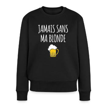 Jamais sans ma blonde - Pull Premium bio Femme - noir - Devant - Julia (174cm)