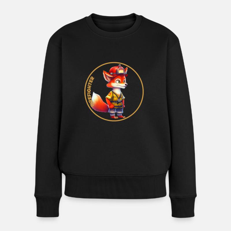 Feuerwehrmann, süßer Fuchs - Frauen Premium Bio Pullover - Schwarz
