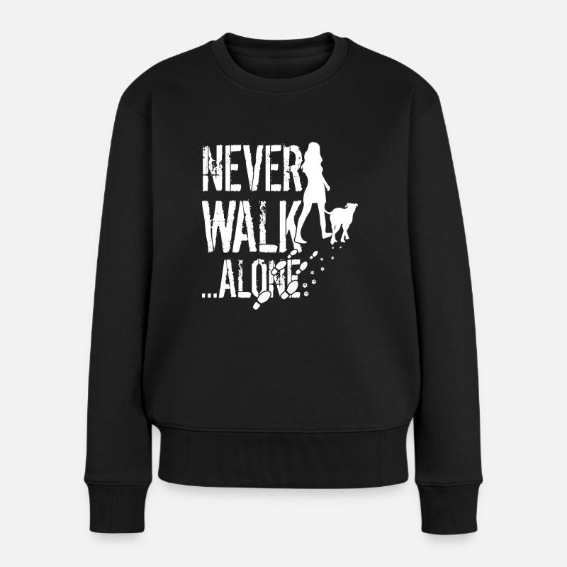 Hund & Frau Never walk alone - Frauen Premium Bio Pullover - Schwarz