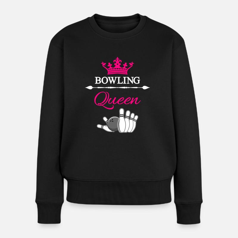 Bowling Queen - Frauen Premium Bio Pullover - Schwarz