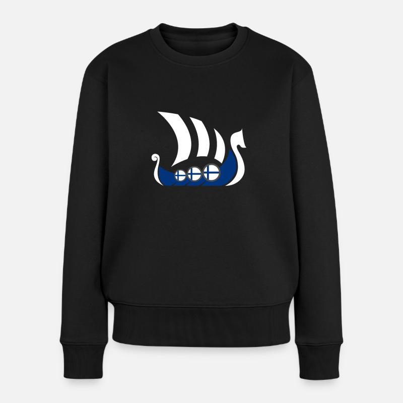 Finnland Wikinger - Frauen Premium Bio Pullover - Schwarz
