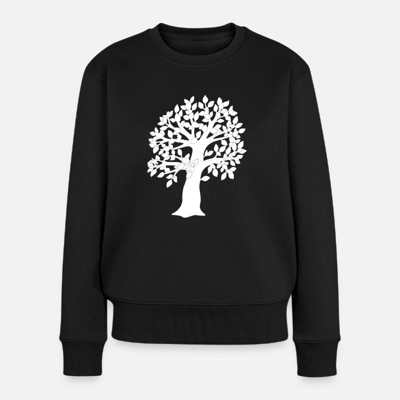 Weißer Baum - Frauen Premium Bio Pullover - Schwarz