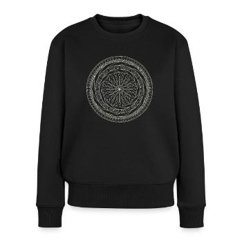 Kreisel Beige - Mandala made with Love - Frauen Premium Bio Pullover - Schwarz - Vorne - Julia (174cm)