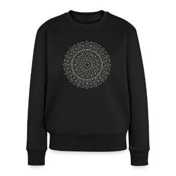 Cosmic Dance Beige - Mandala made with Love - Frauen Premium Bio Pullover - Schwarz - Vorne - Julia (174cm)