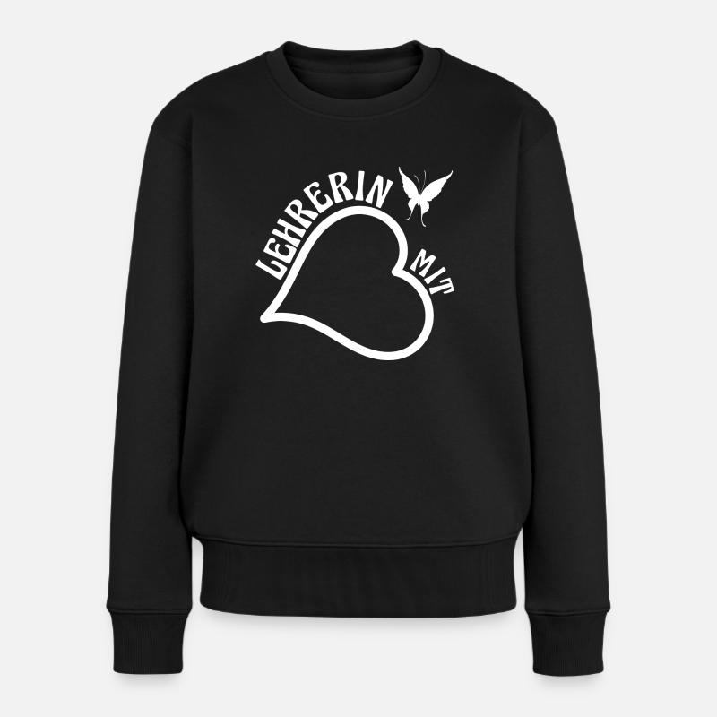 Lehrerin mit Herz - Beste Lehrerin Geschenk - Frauen Premium Bio Pullover - Schwarz