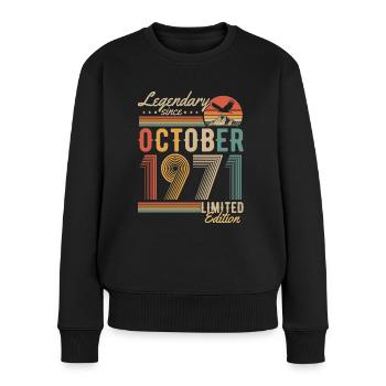 Oktober 1971 Jahrgang Vintage Geburtstag Retro - Frauen Premium Bio Pullover - Schwarz - Vorne - Julia (174cm)
