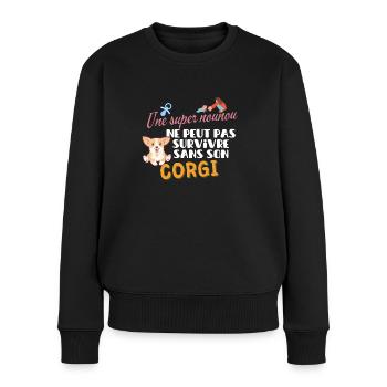 Idée cadeau nounou remerciement chien - Pull Premium bio Femme - noir - Devant - Julia (174cm)
