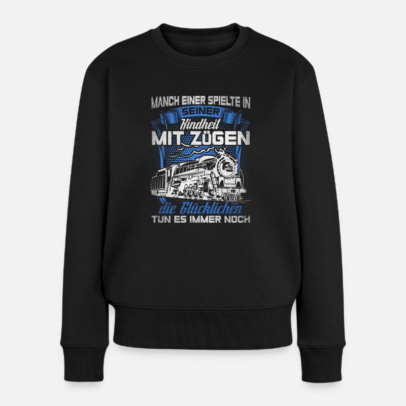Modelleisenbahn. Kindheit - Frauen Premium Bio Pullover - Schwarz
