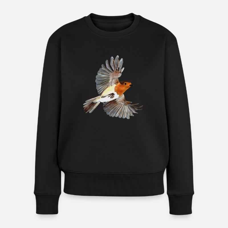 Rotkehlchen - Frauen Premium Bio Pullover - Schwarz