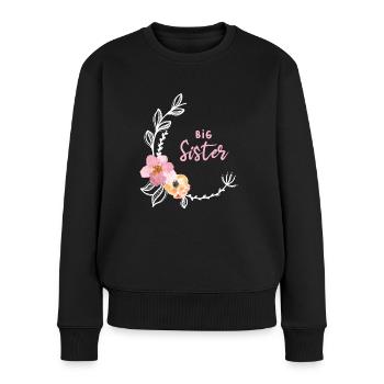 Fleur Vine Grande Sœur - Pull Premium bio Femme - noir - Devant - Julia (174cm)