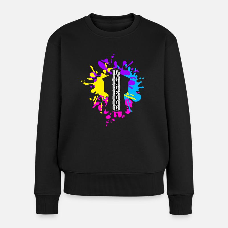 Langeoog Splash Wasserturm - Frauen Premium Bio Pullover - Schwarz