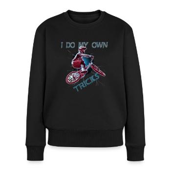 Cool BMX eigene BMX Tricks und Stunts - Frauen Premium Bio Pullover - Schwarz - Vorne - Julia (174cm)