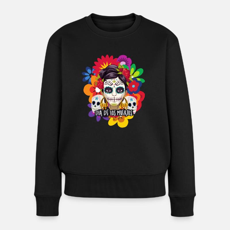 Dia De Los Muertos - Frauen Premium Bio Pullover - Schwarz