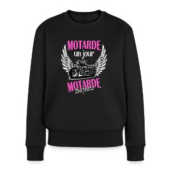 Motarde un jour motarde toujours t-shirt femme - Pull Premium bio Femme - noir - Devant - Julia (174cm)