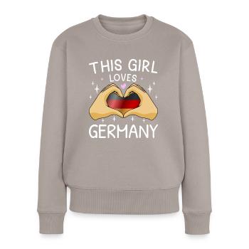 Deutschland Flagge Deutsche Fahne Used Look Heimat - Frauen Premium Bio Pullover - Taupe - Vorne - Julia (174cm)