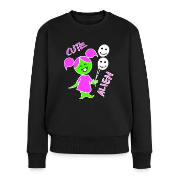 Niedliches Alien 1 - Frauen Premium Bio Pullover - Schwarz - Vorne - Julia (174cm)