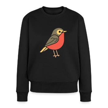 Rotkehlchen VOGEL - Frauen Premium Bio Pullover - Schwarz - Vorne - Julia (174cm)