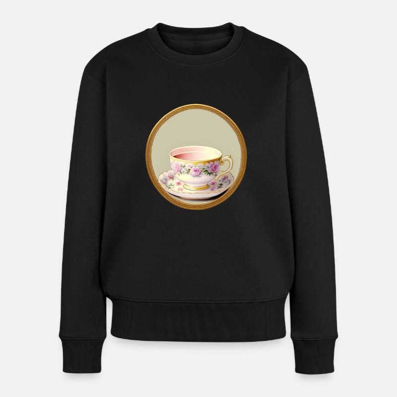 Eine Tasse Tee oder Kaffee? - Frauen Premium Bio Pullover - Schwarz