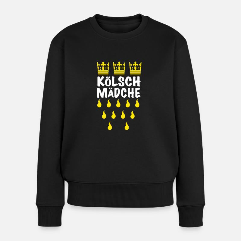 Kölnerin Jecke Kölsch Mädchen - Frauen Premium Bio Pullover - Schwarz