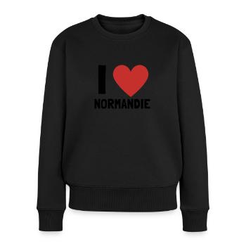 Normand: I Love Normandie J t'aime Normandie - Pull Premium bio Femme - noir - Devant - Julia (174cm)