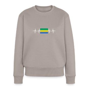 African Flag - Gabon - Women's Premium Organic Jumper - taupe - Front - Julia (174cm)