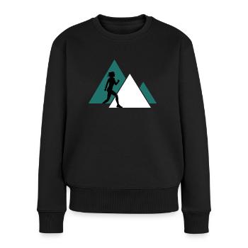 Trailrun Sportgehen Geher Trail Marathon - Frauen Premium Bio Pullover - Schwarz - Vorne - Julia (174cm)