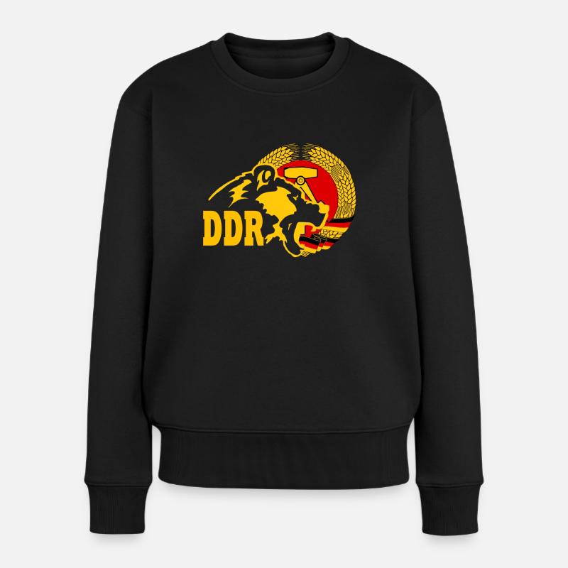 DDR - Frauen Premium Bio Pullover - Schwarz