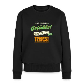 Tennis Gefühl - Frauen Premium Bio Pullover - Schwarz - Vorne - Julia (174cm)