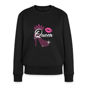 Queen Woman Glitter High Heel Shoe with Pink Lips - Women's Premium Organic Jumper - black - Front - Julia (174cm)