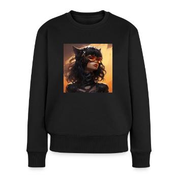 1970s anime scifi neko - Women's Premium Organic Jumper - black - Front - Julia (174cm)