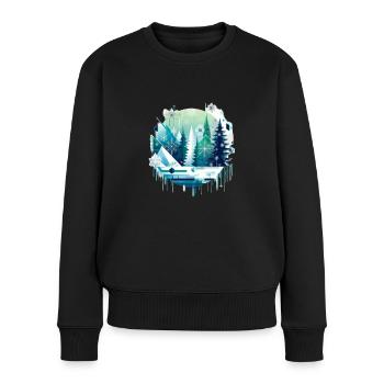 winter welt - Frauen Premium Bio Pullover - Schwarz - Vorne - Julia (174cm)