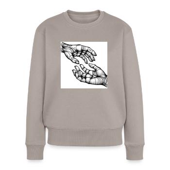 Berührung in Tattoo-Kunst - Frauen Premium Bio Pullover - Taupe - Vorne - Julia (174cm)