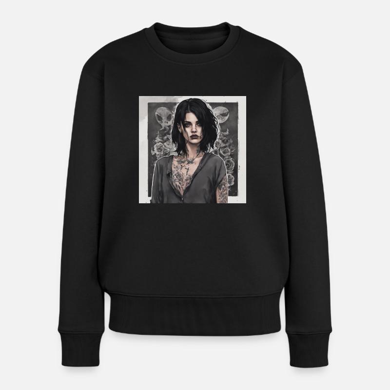 V 1 - Frauen Premium Bio Pullover - Schwarz